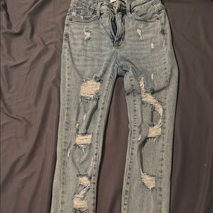 Judy Blue Distressed Gray Skinny Jeans
